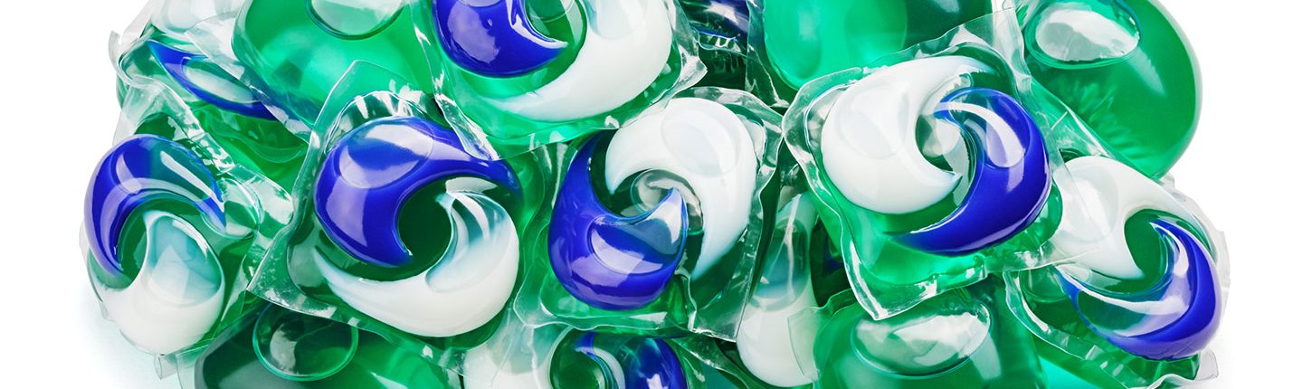 pile of liquid laundry detergent pods