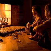 Children at the fireplace
