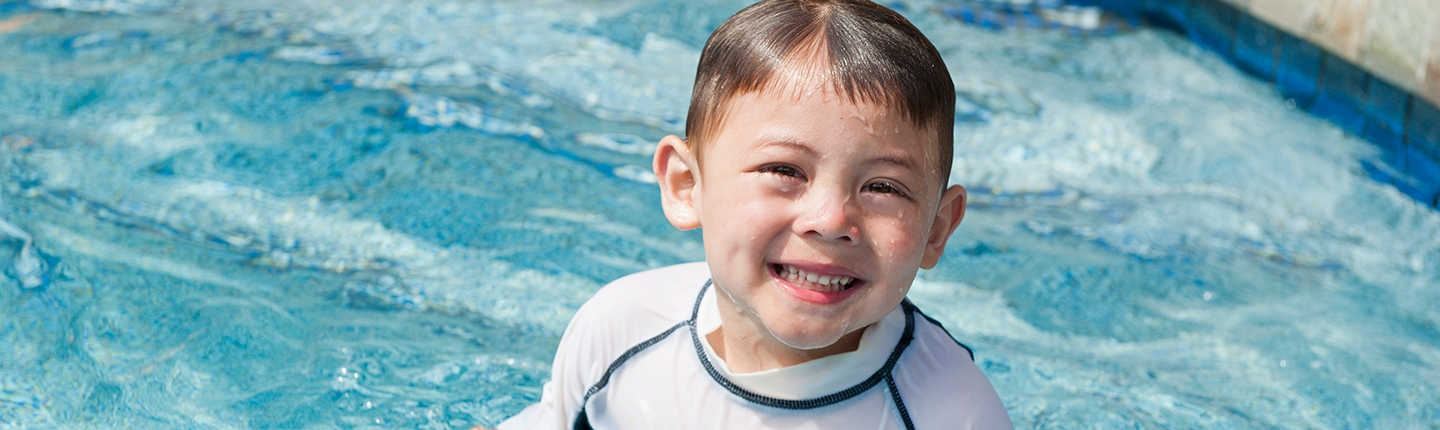 little boy in swimming pool