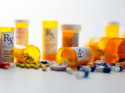 perscription pill bottles and pills