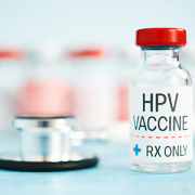 Vial marked with HPV vaccine