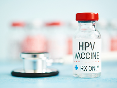 Vial marked with HPV vaccine