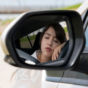 teen girl sleeping in car