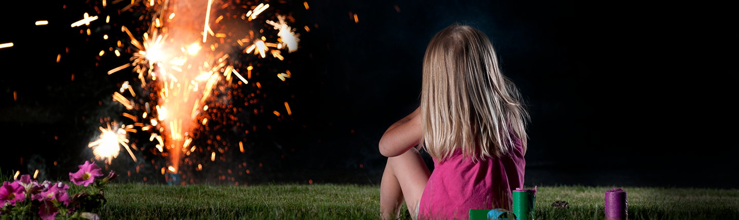 girl watching fireworks