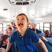 School kids in a bus
