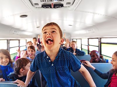 School kids in a bus