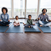 African American family meditating