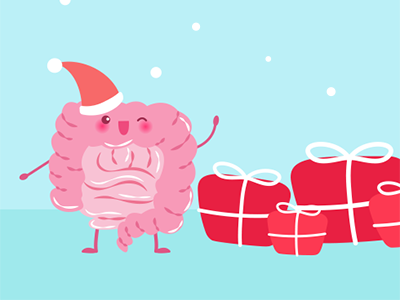 Holiday illustration with animated intestine