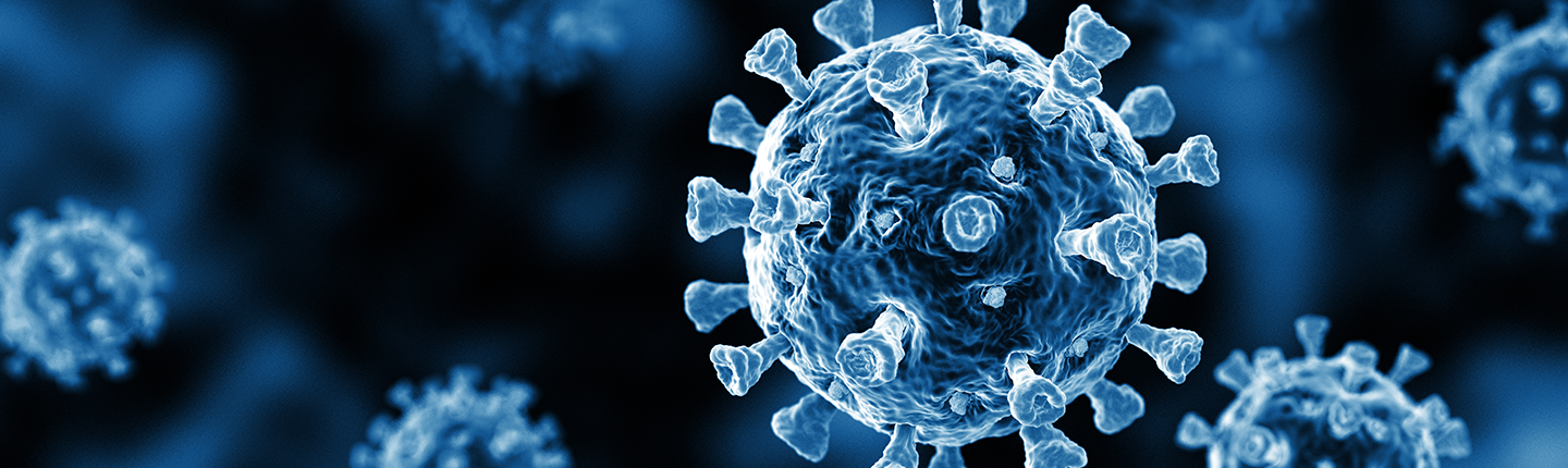 coronavirus on blue background