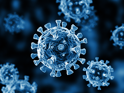 coronavirus on blue background