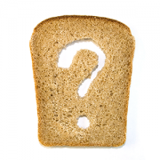 Slice of bread with a question mark cut out from it
