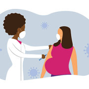 illustration of pregnant woman getting vaccine
