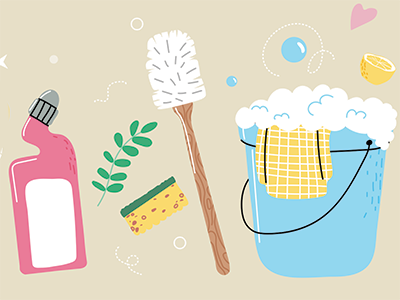 illustration of cleaning products