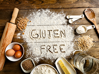 the words gluten free written in flour
