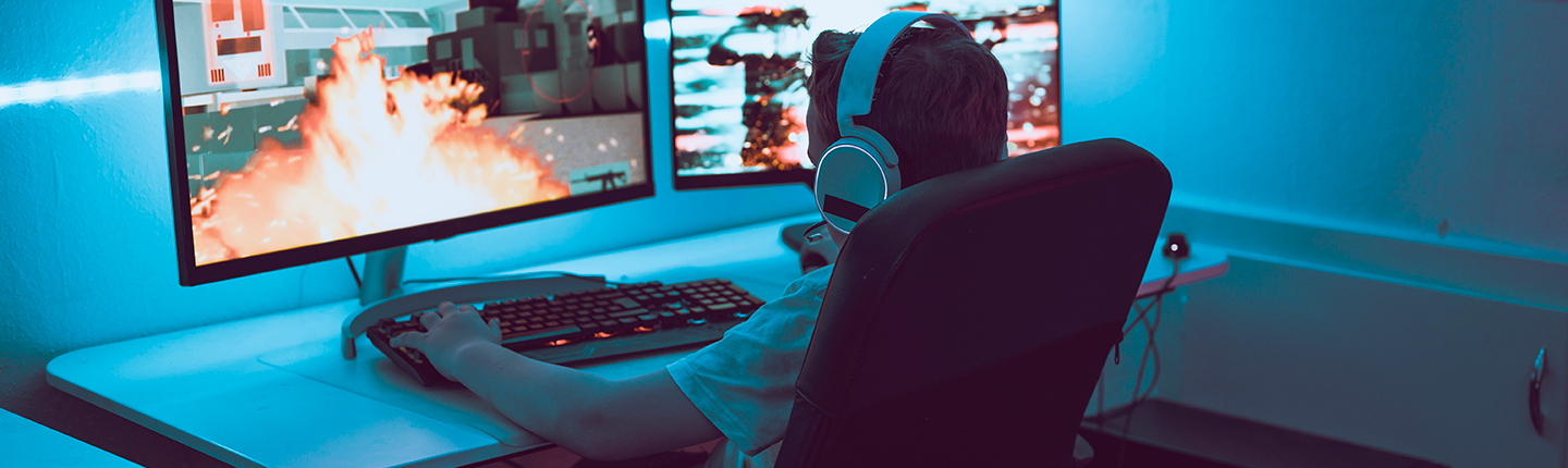 boy playing video games