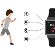 illustration of fitness tracker and boy running