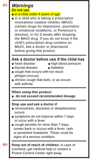 Drug facts label
