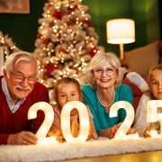 Family celebrating new year's 2025