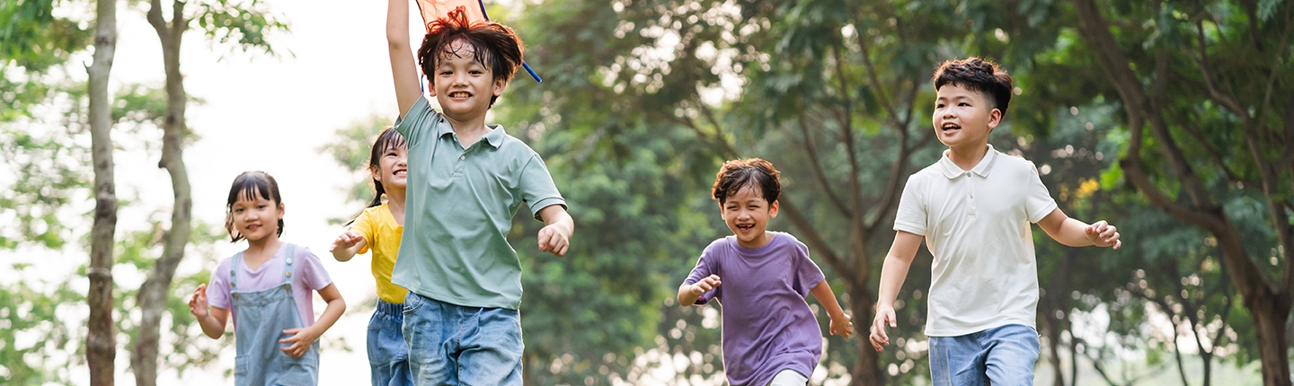 children running outside