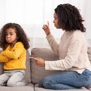 mom scolding child