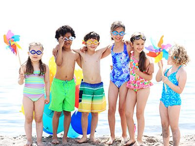 group of kids on the beach