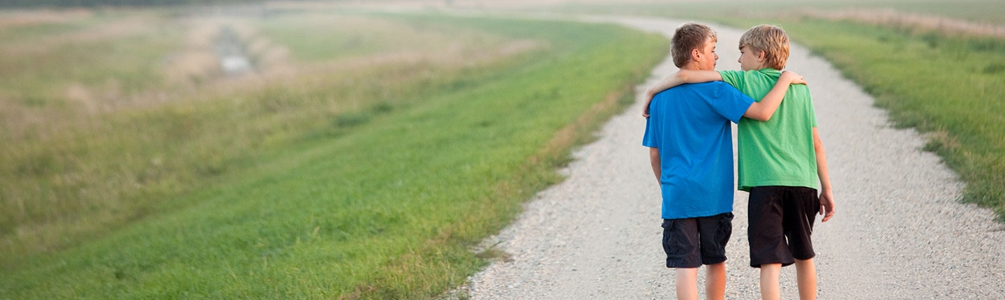 Two friends walking together