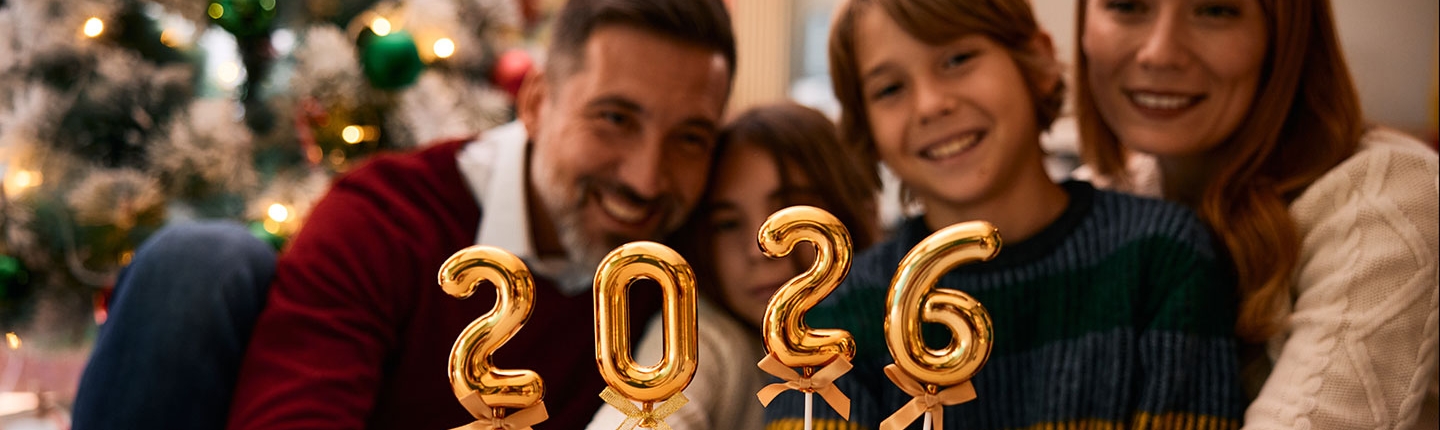 Family celebrating New Years 2026