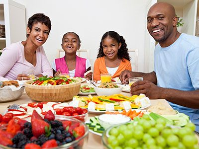 family eating a healthy meal