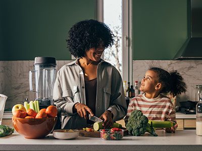 mom and daughter in kitchen