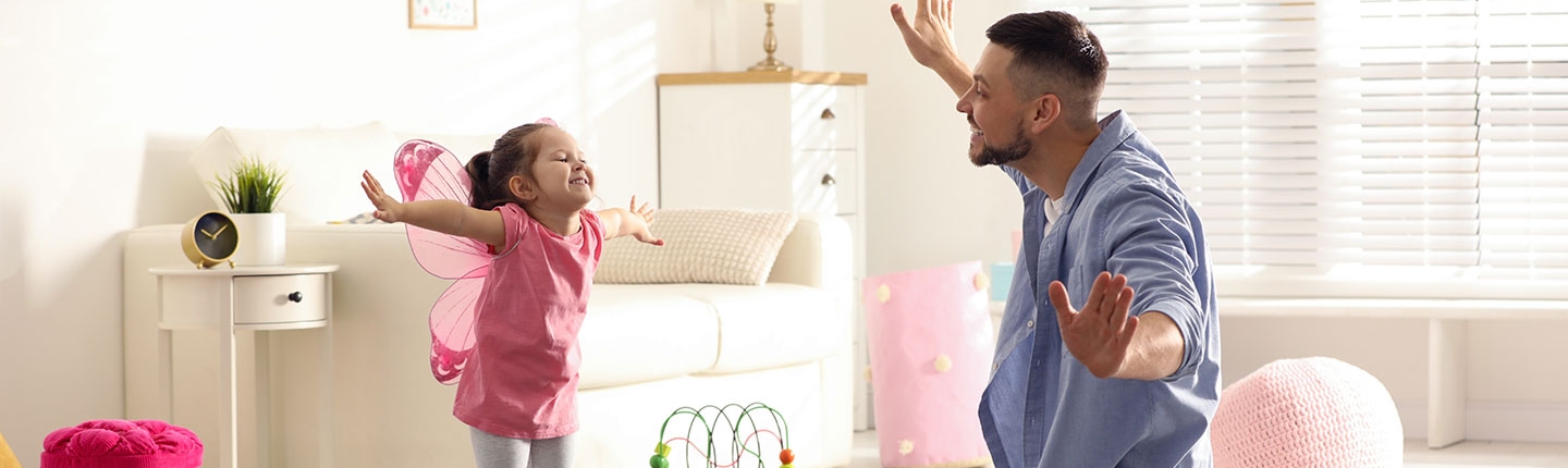 child playing with parent