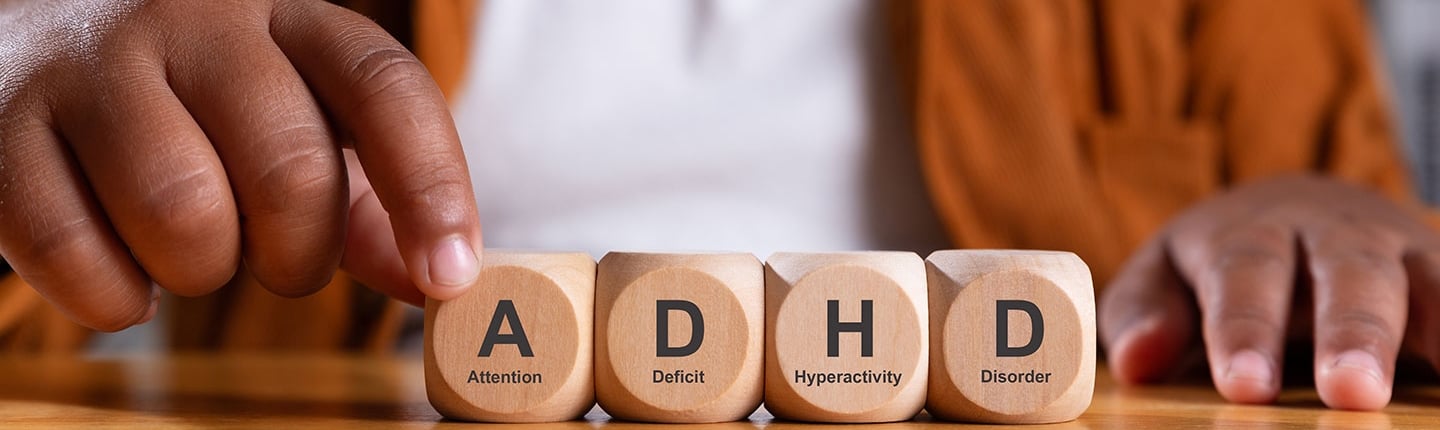 Wooden blocks that spell out ADHD